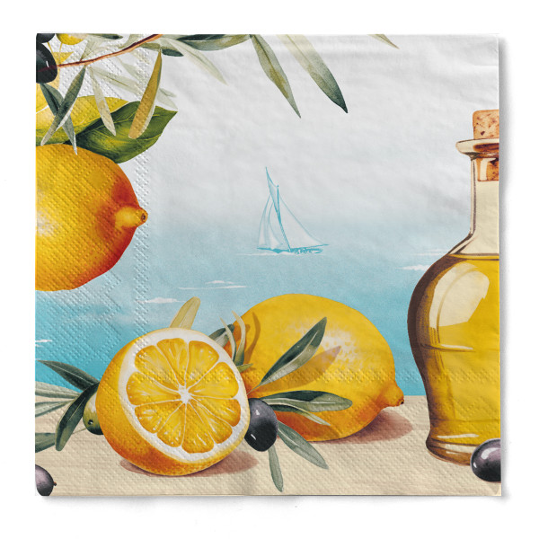Tissue Serviette Olives & Lemons, 40 x 40 cm, 3-lagig, 100 Stück - Mank