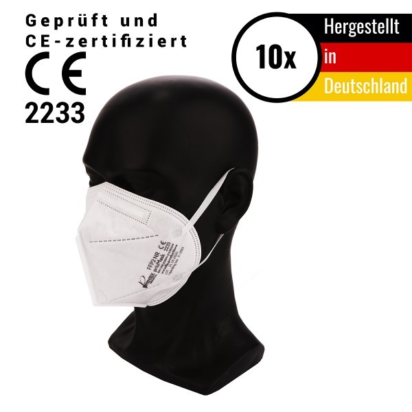 Mundschutzmaske FFP2, CE 2233, KN95, ohne Ventil - 10 Atemschutzmasken