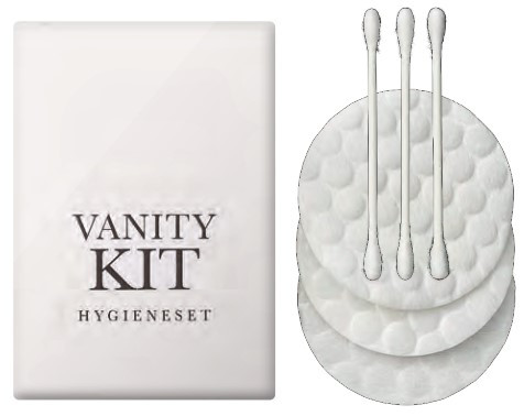 Vanity Kit Hygieneset 3x Wattepads. 3x Wattestäbchen, Weiße-Serie, 500 Stück - Amenities