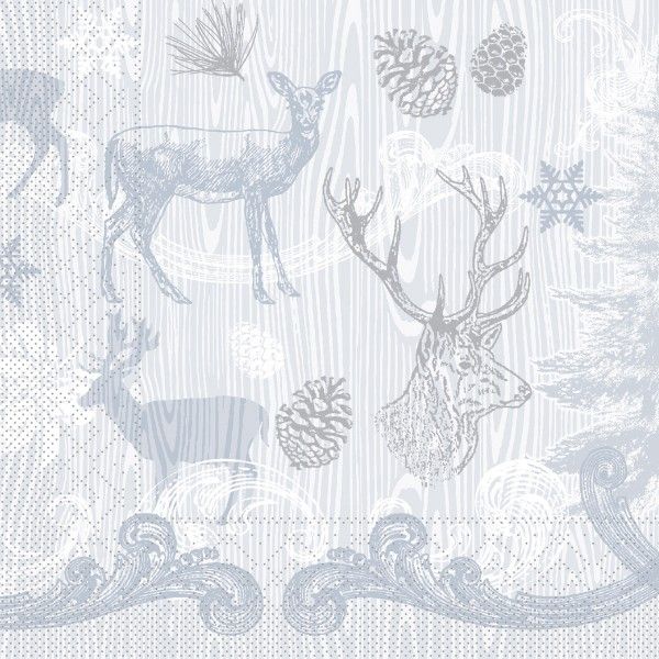 Tissue Serviette Bruno in Grau-Silber, 40 x 40 cm, 100 Stück - Mank