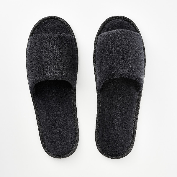 Velours Slipper, offen, schwarz, 29 cm Noppensohle, VE 100 Paar