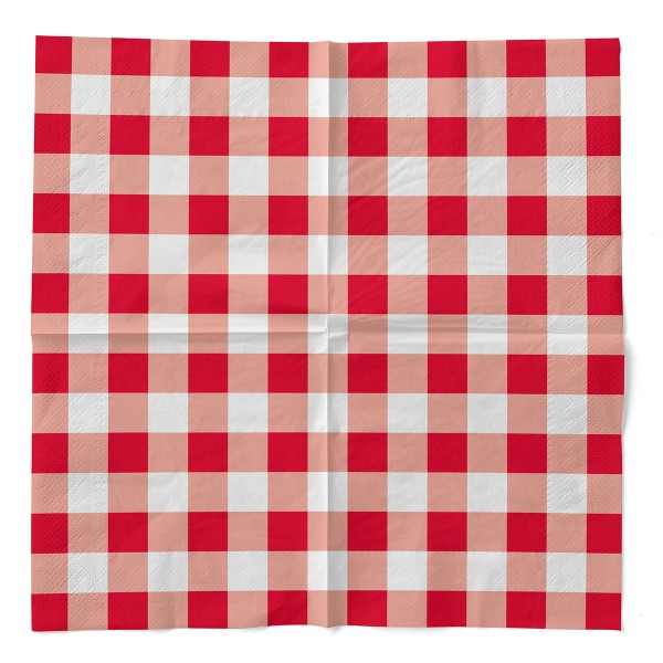 Tissue Serviette Karo Rot, 33 x 33 cm, 100 Stück - Mank