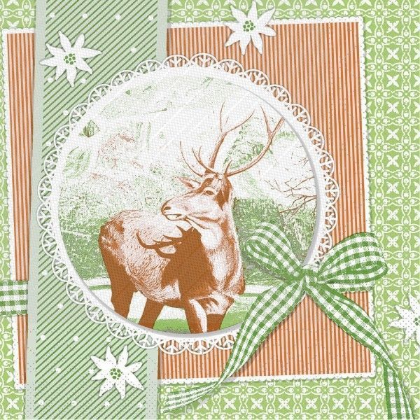 Tissue Deluxe Serviette Finn in Grün, 40 x 40 cm, 50 Stück - Mank