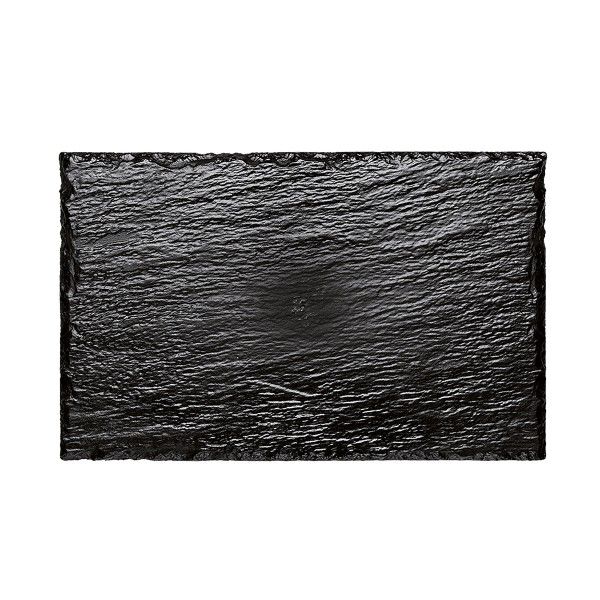 Einweg Servierplatte Schiefer-Optik Schwarz 30cm x 15,8cm aus Plastik, 10 Stück - Mank