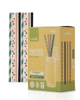 Trinkhalme in ECO Punkte-farbig-Streifen - gemixt aus Papier,  Ø 8 mm / 20 cm, 150 Stück - Mank Trinkhalme in ECO Punkte-farbig-Streifen - gemixt aus Papier,  Ø 8 mm / 20 cm, 150 Stück - Mank