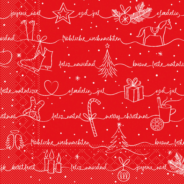 Tissue Serviette Ravin in Rot-Weiß, 33 x 33 cm, 100 Stück - Mank
