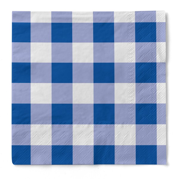 Tissue Serviette Karo in Blau, 24 x 24 cm, 150 Stück - Mank