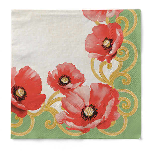 Tissue Serviette Talvi (Mohnblume), 40 x 40 cm, 100 Stück - Mank