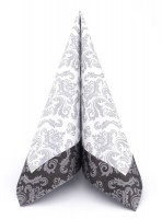 Airlaid Serviette Barock in Schwarz/Silber 33 x 33 cm, 50 Stück - APARTina Airlaid Serviette Barock in Schwarz/Silber 33 x 33 cm, 50 Stück - APARTina