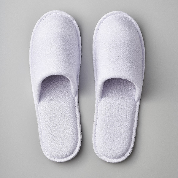 Frottee Slipper, geschlossen, weiss, 31 cm Noppensohle, VE 100 Paar