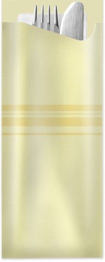 Pochetta Fit in Champagner, 85 x 190 mm, mit 2-lagiger Tissue-Serviette in Weiß - 1 Karton/350 Stück