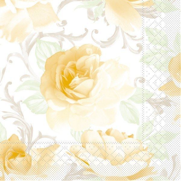 Tissue Serviette Rosalie in Gelb, 40x40 cm, 100 Stück - Mank