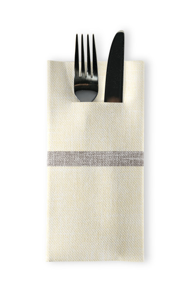 Airlaid Besteckservietten Joe in Creme-Braun, 40 x 40 cm, 75 Stück - Mank