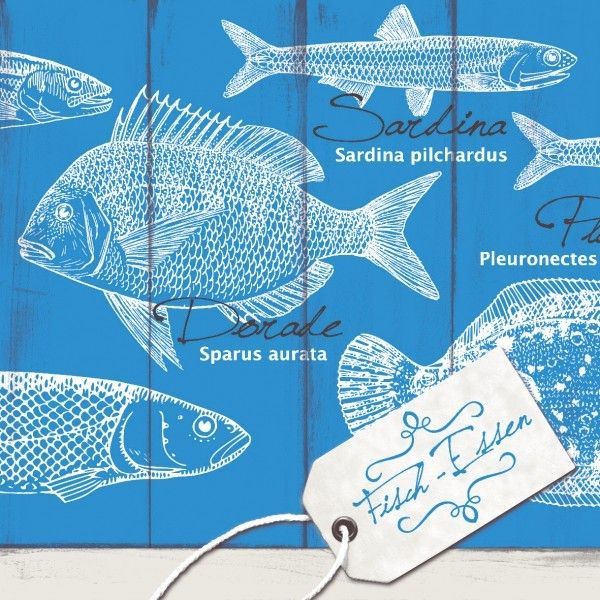 Airlaid Serviette Fisch-Essen, 40 x 40 cm, 50 Stück - Mank