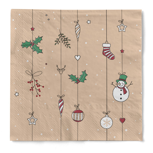 Tissue Serviette Snowman, 33 x 33 cm, 100 Stück - Mank