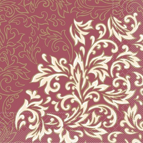 Tissue Serviette Delia in Bordeaux-Creme, 33 x 33 cm, 100 Stück - Mank