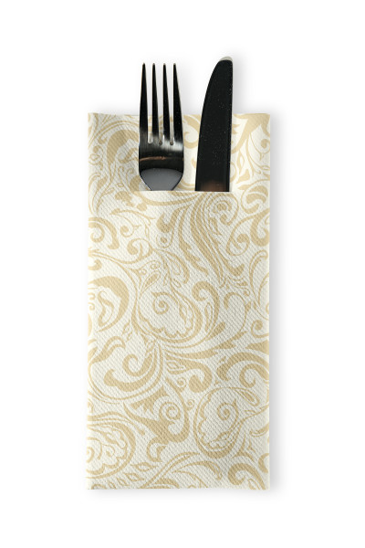 Airlaid Besteckservietten Lias in Champagner-Hellbraun, 40 x 40 cm, 75 Stück - Mank