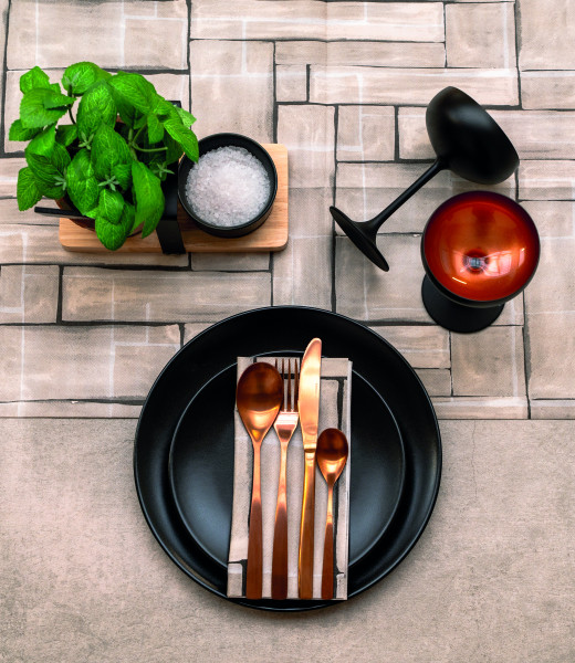 Airlaid Tischläufer Theo in Pebble Stone-Schwarz, 40 cm x 24 m , 1 Stück - Mank