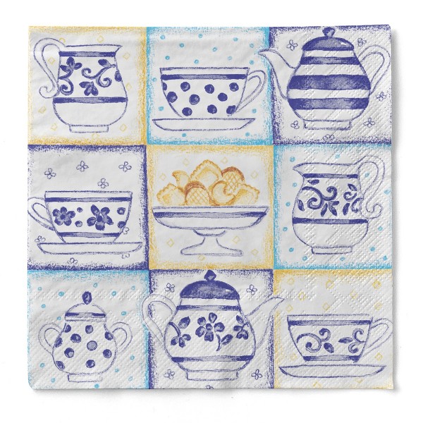 Tissue Serviette Cookie blau, 33 x 33 cm, 3-lagig, 500 Stück - Mank