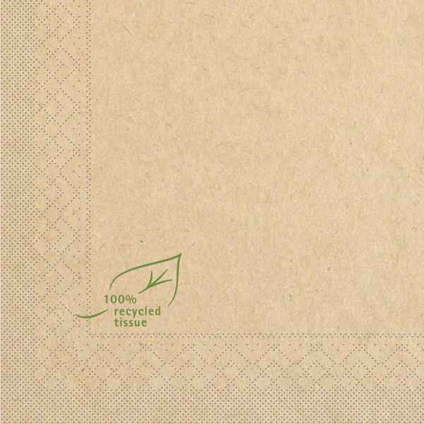 Recycled Tissue Serviette Naturbraun, 40x40 cm, 100 Stück - Mank