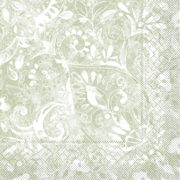 Tissue Serviette Felicia in Oliv, 33 x 33 cm, 100 Stück - Mank