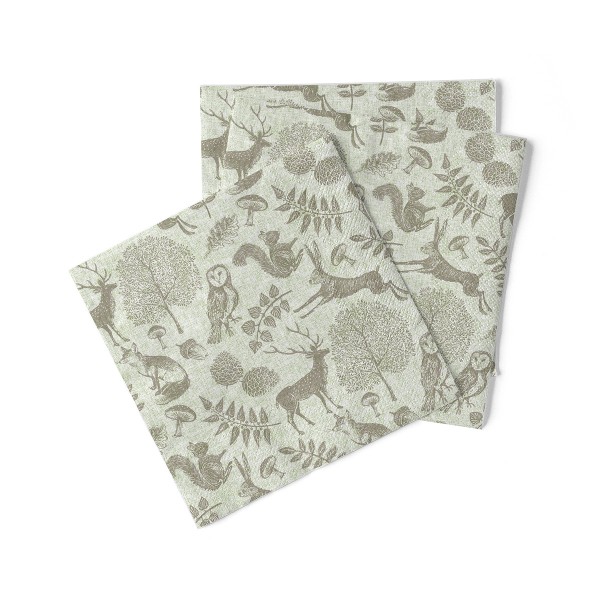 Tissue Serviette Forest Olivgrün-Grau, 33 x 33 cm, 3-lagig, 100 Stück - Mank