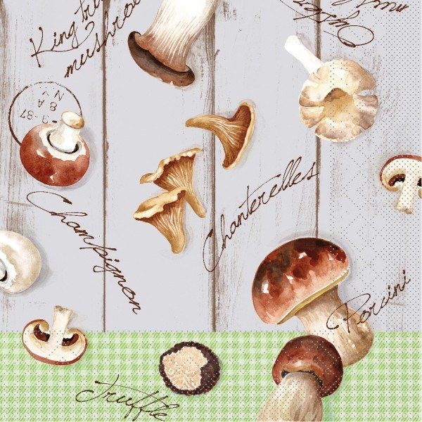 Tissue Serviette Buliz (Pilze), 33 x 33 cm, 100 Stück - Mank