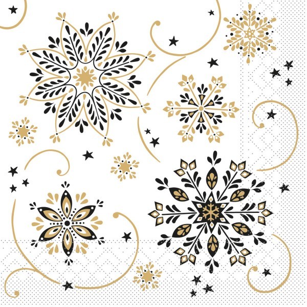Tissue Serviette Cristal in Schwarz-Gold, 33 x 33 cm, 100 Stück - Mank