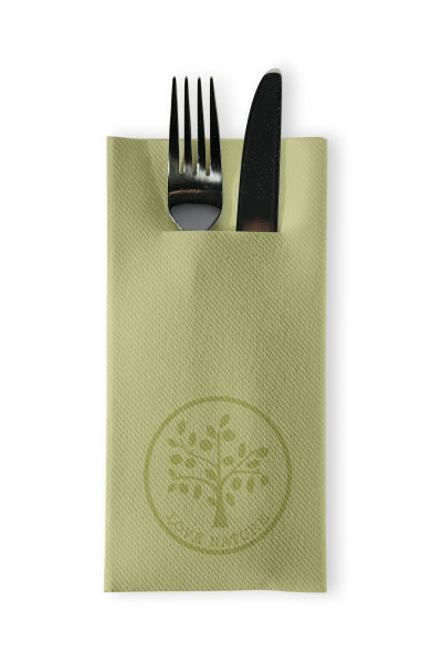 Airlaid Besteckservietten Love Nature in Oliv, 40 x 40 cm, 75 Stück - Mank