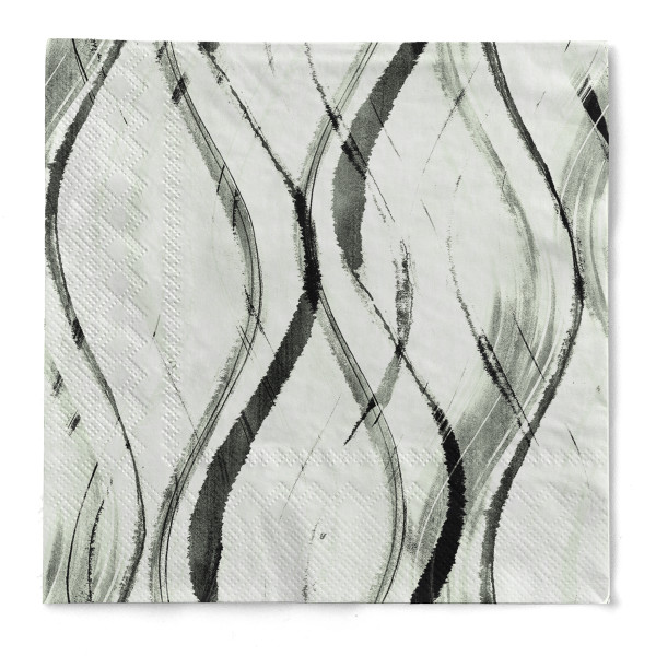 Tissue Serviette Albi in Salbei-Schwarz, 33 x 33 cm, 100 Stück - Mank