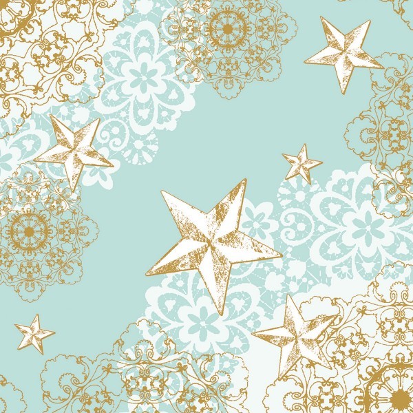 Airlaid Serviette Sternenschein in Mintgrün-Gold, 40 x 40 cm, 50 Stück - Mank