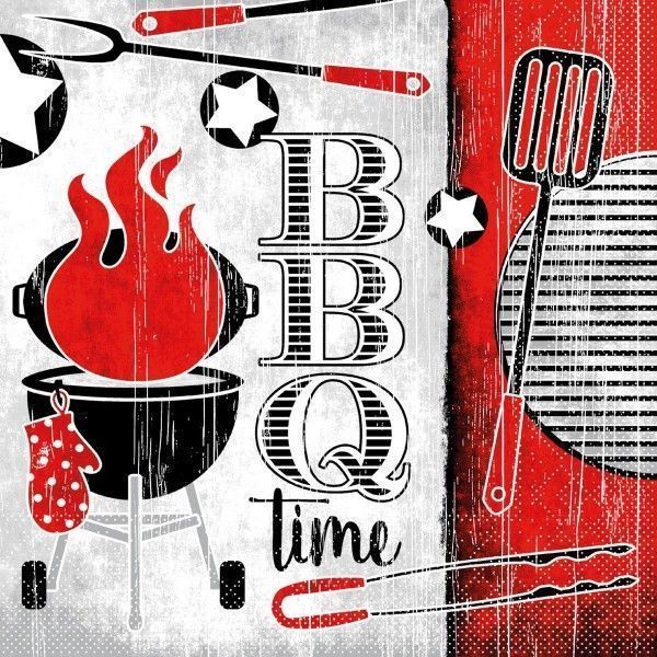 Tissue Serviette BBQ-Time, 33 x 33 cm, 100 Stück - Mank