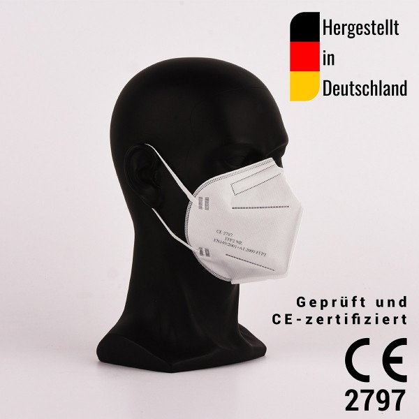 FFP2 Halbmasken, zertifiziert CE2797 - hergestellt in Deutschland - 3er Pack Apotheker, 1200 Stück