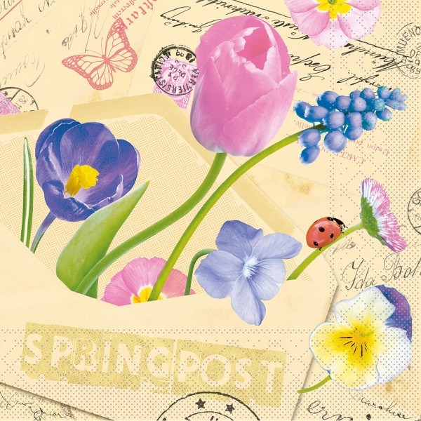 Tissue Serviette Springpost, 40x40 cm, 100 Stück - Mank