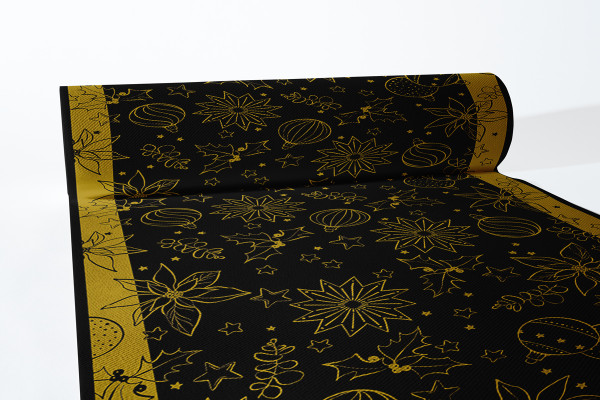 Airlaid Tischläufer Milan in Schwarz, 40 cm x 24 m, 1 Stück - Mank