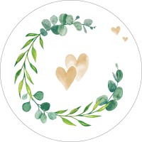 Bierdeckel aus Filzpappe/Karton, "Eukalyptus-Herz", Ø 107 mm, rund, 100 Stück - Mank Bierdeckel aus Filzpappe/Karton, "Eukalyptus-Herz", Ø 107 mm, rund, 100 Stück - Mank