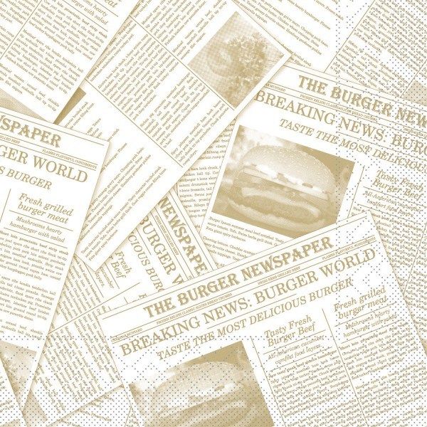 Tissue Serviette Newspaper in Beige 33 x 33 cm, 100 Stück - Mank