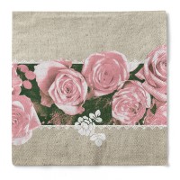 Tissue Serviette Lovely Roses in Rosa, 40 x 40 cm, 100 Stück - Mank Tissue Serviette Lovely Roses in Rosa, 40 x 40 cm, 100 Stück - Mank