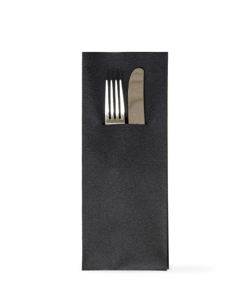 XL Airlaid Besteckservietten in Schwarz, 48 x 40 cm, 75 Stück - Mank