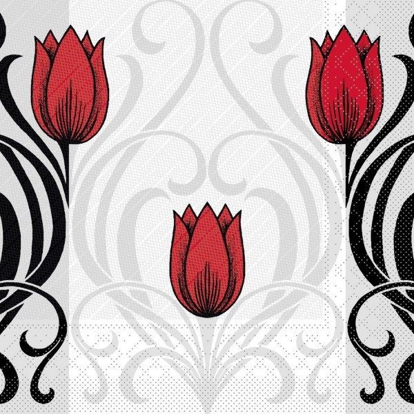 Tissue Deluxe Serviette Annika in Rot-Schwarz, 40 x 40 cm, 50 Stück - Mank