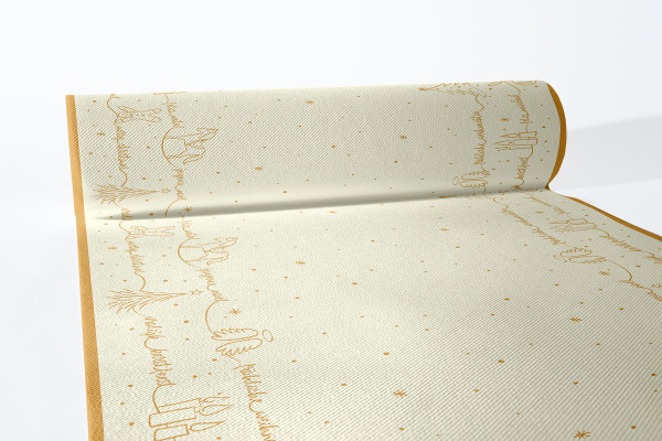 Airlaid Tischläufer Ravin in Gold-Champagner, 40 cm x 24 m , 1 Stück - Mank