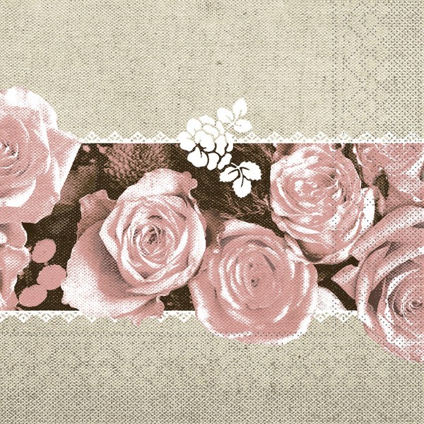 Tissue Serviette Lovely Roses in Rosa, 40 x 40 cm, 100 Stück - Mank