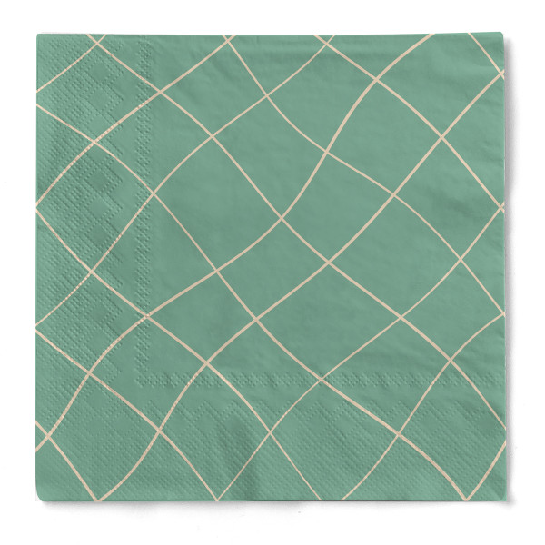 Recycled Tissue Serviette Louis Waves in Eukalyptus, 33 x 33 cm, 100 Stück - Mank