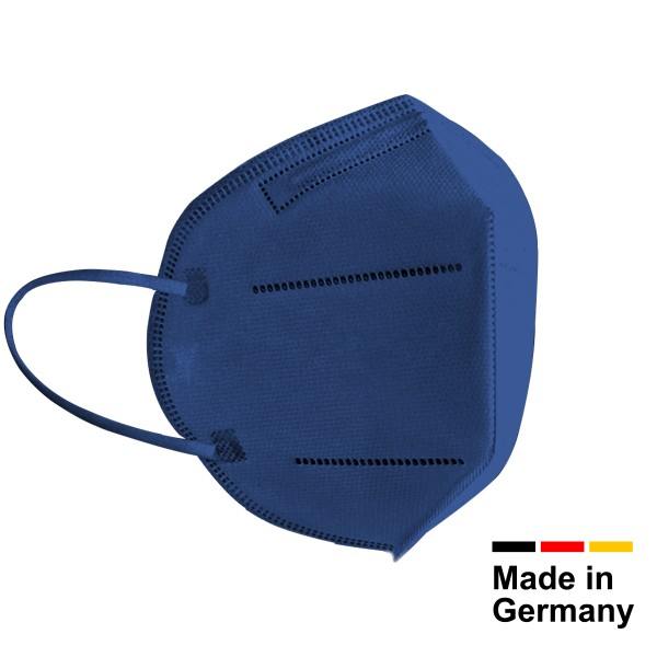 FFP2 Masken farbig, CE2841 - hergestellt in Deutschland - Einzel Verpackt-10 Stk/Box, Dunkelblau