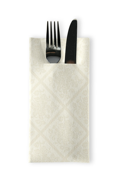 Airlaid Besteckservietten Damast in Champagner, 40 x 40 cm, 75 Stück - Mank