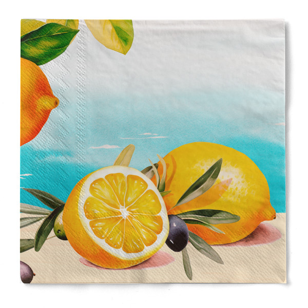 Tissue Serviette Olives & Lemons, 33 x 33 cm, 100 Stück - Mank