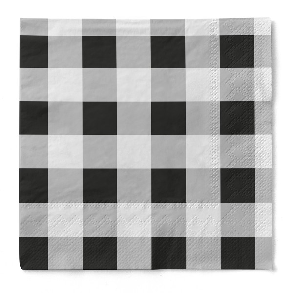 Tissue Serviette Karo in schwarz, 24 x 24 cm, 150 Stück - Mank