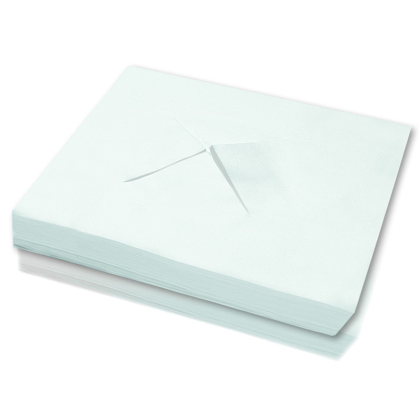 Massageliegen-Gesichtsauflagen aus Spunlace 60 gsm Weiß, 300 x 210 mm, 100 Stück