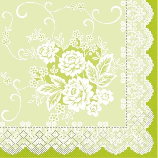 Tissue Serviette Franziska in Grün, 33 x 33 cm, 100 Stück - Mank