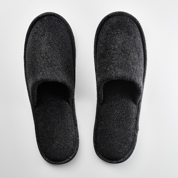Frottee Slipper, geschlossen, schwarz, 31 cm Noppensohle, VE 100 Paar